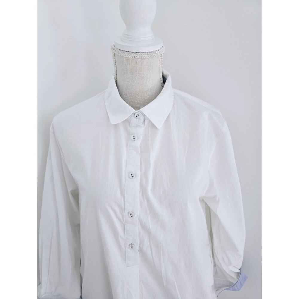 Mersea Essential Cotton Collar Long Sleeves Costal Relaxed White Shirt Dress M - Picture 3 of 12